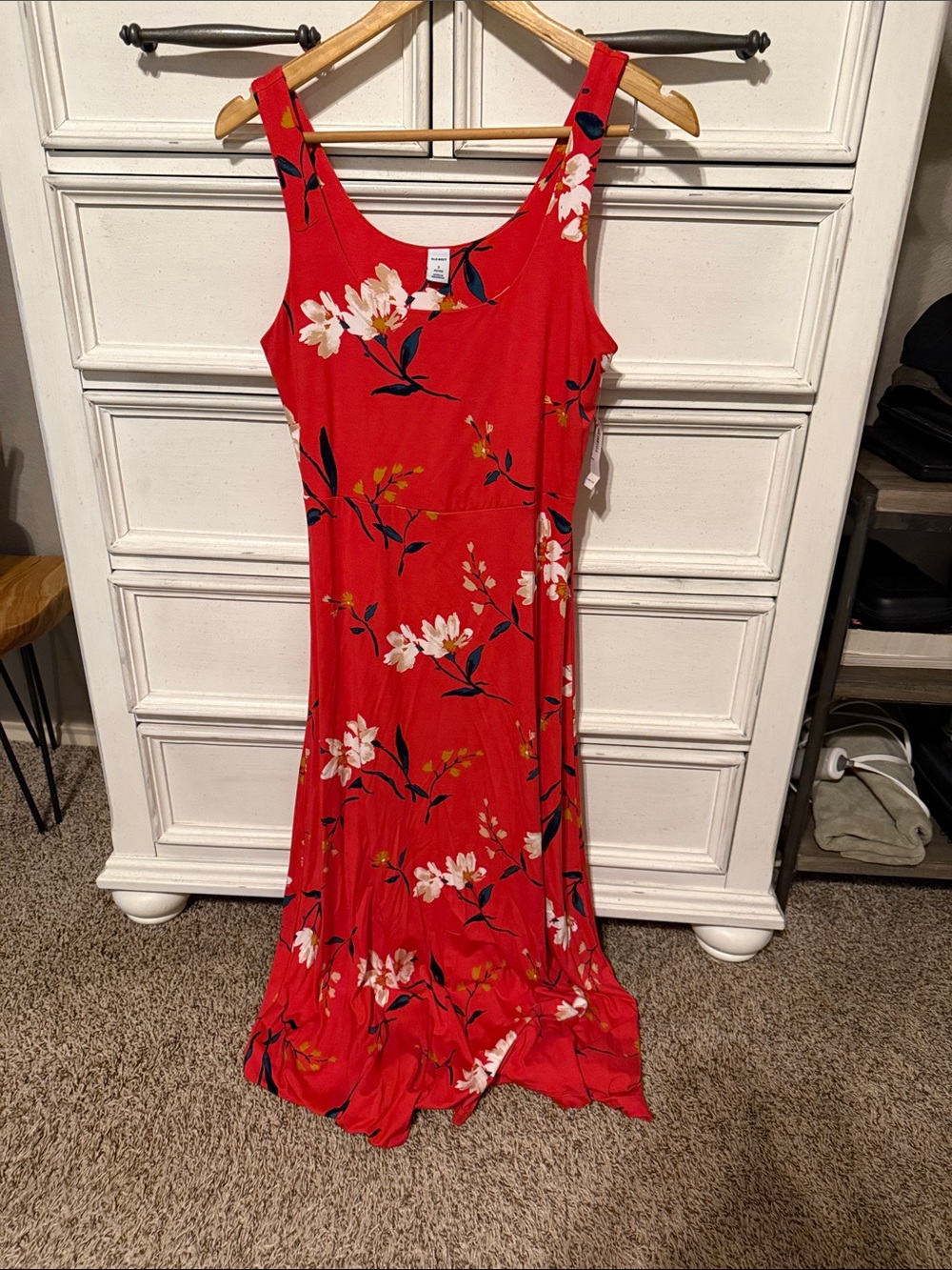 NWT Old Navy Red Floral Scoop-Neck Fit & Flare Dress small petite - Picture 3 of 6